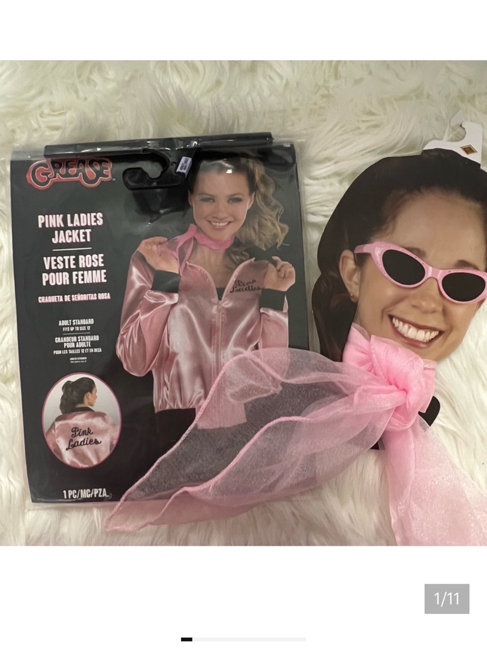 Grease Pink Ladies Jacket and neck scarf costume set NEW Halloween